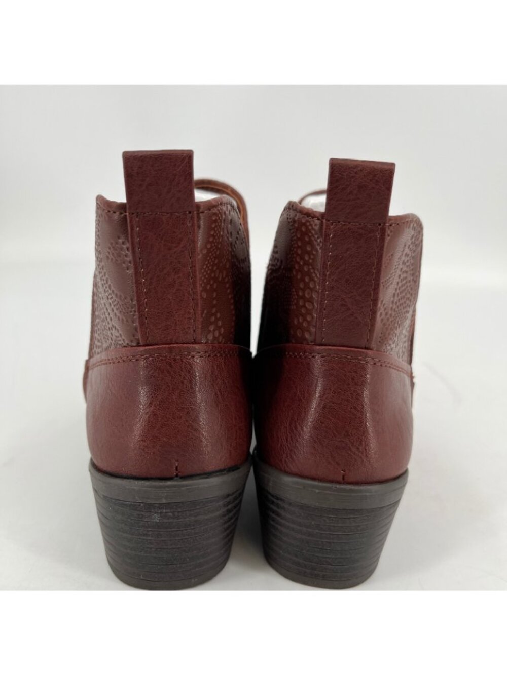 Easy Street Legend Western Ankle Boots Brown Size 7W Faux Leather Block Heel - Picture 8 of 16